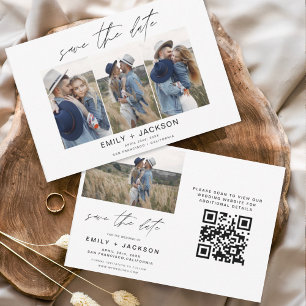 QR Code Modernes Foto Save the Date 4 Elegant