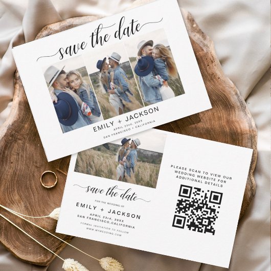 QR Code Modernes Foto Save the Date 4 Elegant