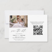 QR Code Modernes Foto Save the Date 4 Elegant (Rückseite)