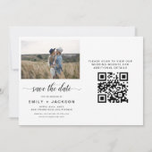 QR Code Modernes Foto Save the Date 4 Elegant (Rückseite)