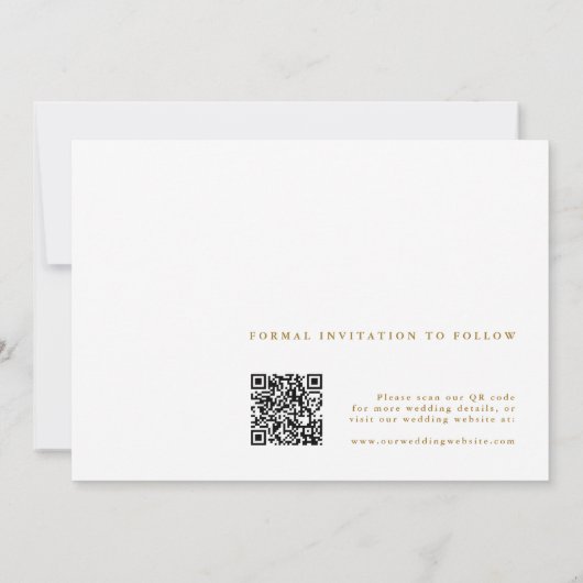QR-Code Modernes Foto Wedding Gold Save The Date (Rückseite)