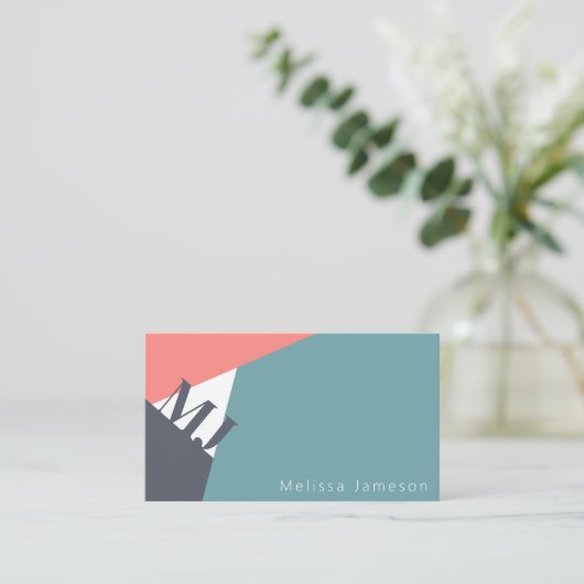 QR-Code | modernes geometrisches Minimalmonogramm Visitenkarte (Stehend Vorderseite)