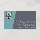 QR-Code | modernes geometrisches Minimalmonogramm Visitenkarte (Rückseite)