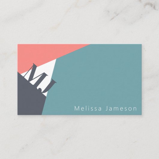 QR-Code | modernes geometrisches Minimalmonogramm Visitenkarte (Vorderseite)