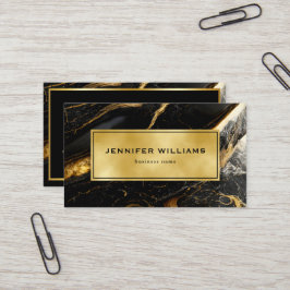 QR Code Modernes Gold-Schwarz-Weiß-Marmor Visitenkarte