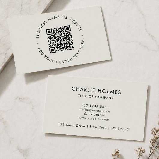 QR-Code | Modernes, grau Berufliches Scannable Visitenkarte