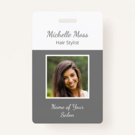 QR-Code Modernes Haar Stylist Grau Weiß Ausweis