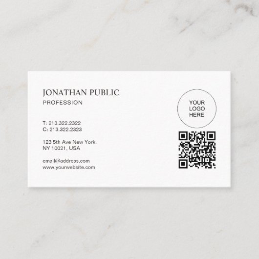 QR-Code Modernes Hochladen Ihres Logos Professione Visitenkarte (Vorderseite)