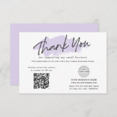 QR-Code Modernes, lila Kleinunternehmen Dankeskarte (Vorne/Hinten)