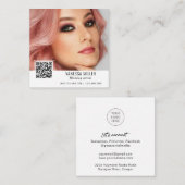 QR Code Modernes Make-up Artist Quadrat Quadratische Visitenkarte (Vorne/Hinten)