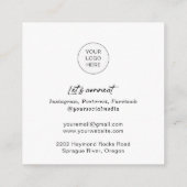 QR Code Modernes Make-up Artist Quadrat Quadratische Visitenkarte (Rückseite)