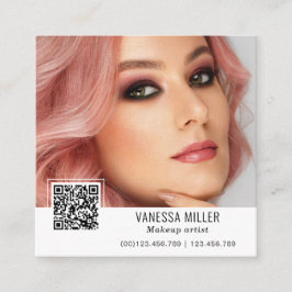 QR Code Modernes Make-up Artist Quadrat Quadratische Visitenkarte