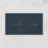 QR-Code Modernes Marineblau und Gold Handschrift-S Visitenkarte (Vorderseite)