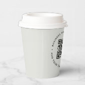 QR-Code | Modernes Minimal Graues Geschäft Pappbecher (Rechts)