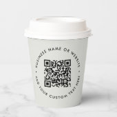 QR-Code | Modernes Minimal Graues Geschäft Pappbecher (Vorderseite)