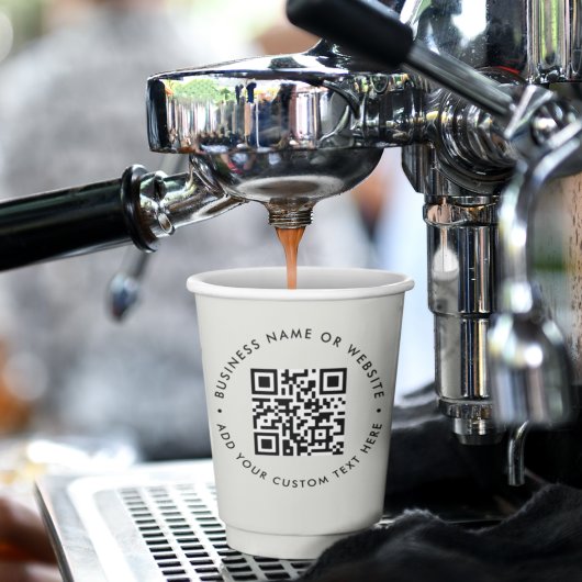 QR-Code | Modernes Minimal Graues Geschäft Pappbecher
