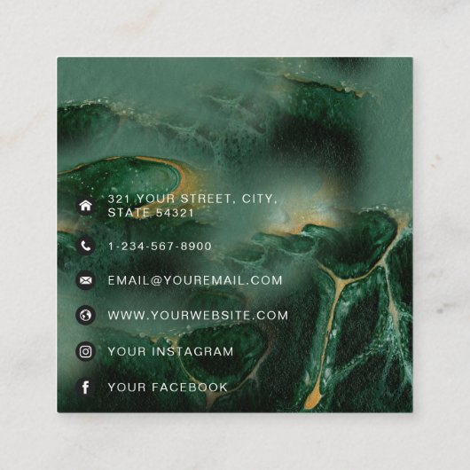 QR-Code Modernes Minimalistisches Business Emerald Quadratische Visitenkarte (Rückseite)