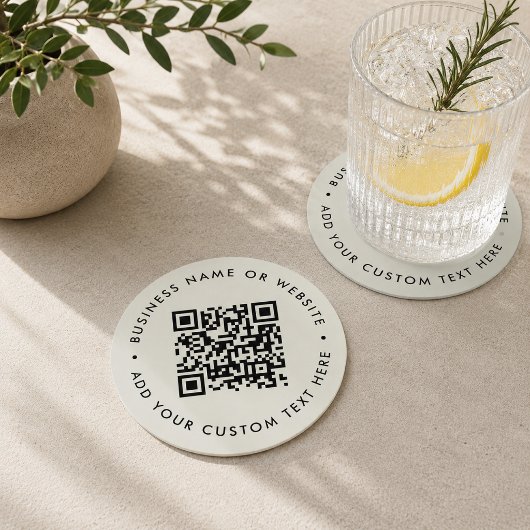 QR-Code | Modernes, Minimalistisches, einfaches Gr Runder Pappuntersetzer