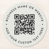 QR-Code | Modernes, Minimalistisches, einfaches Gr Runder Pappuntersetzer (Vorderseite)