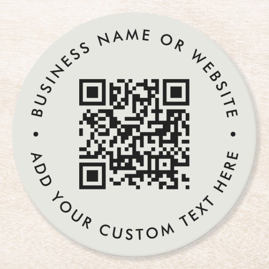 QR-Code | Modernes, Minimalistisches, einfaches Gr Runder Pappuntersetzer (Vorderseite)