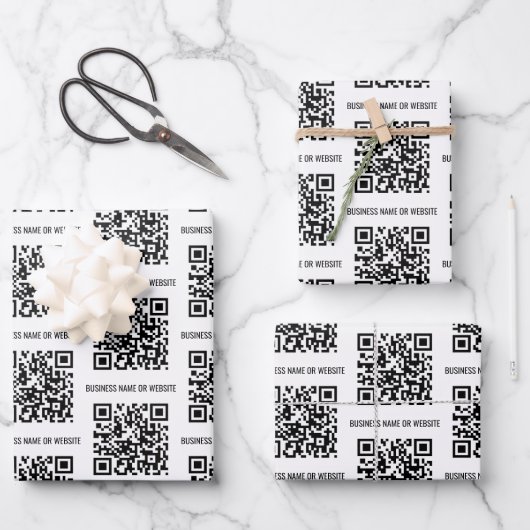 QR-Code Modernes Minimalistisches Geschäft Geschenkpapier Set (Vorderseite)