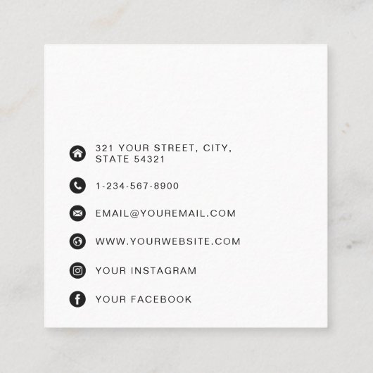 QR-Code Modernes Minimalistisches Geschäft Quadratische Visitenkarte (Rückseite)