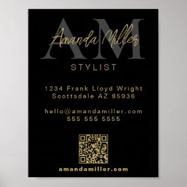 QR-Code Modernes Minimalistisches Monogramm Downlo Poster