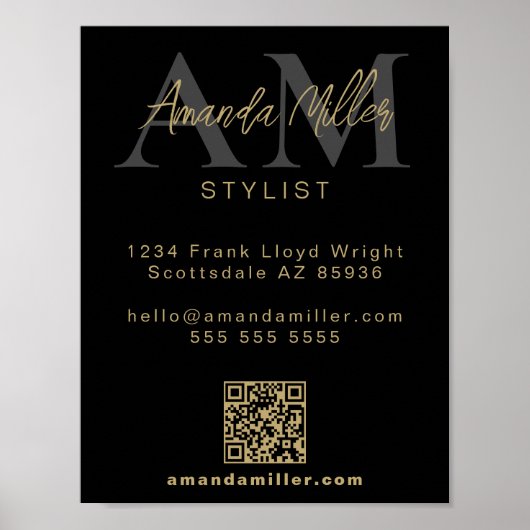 QR-Code Modernes Minimalistisches Monogramm Downlo Poster (Vorne)