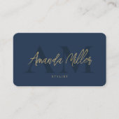 QR-Code Modernes Minimalistisches Monogramm Dunkel Visitenkarte (Vorderseite)