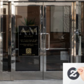 QR-Code Modernes Minimalistisches Monogramm Schwar Fensteraufkleber (Büro Tür)