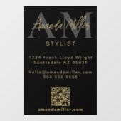 QR-Code Modernes Minimalistisches Monogramm Schwar Fensteraufkleber (Blatt)