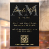 QR-Code Modernes Minimalistisches Monogramm Schwar Fensteraufkleber (Blatt 2)