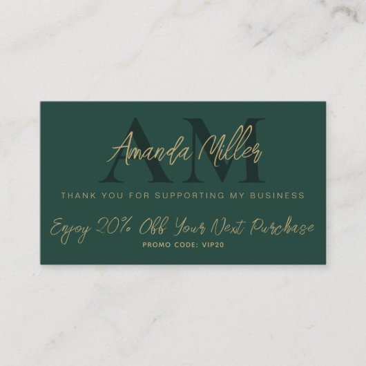 QR-Code Modernes Minimalistisches Monogramm Schwar Rabattkarte (Vorderseite)