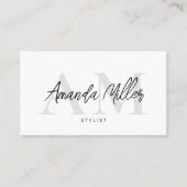 QR-Code Modernes Minimalistisches Monogramm Weißes Visitenkarte (Vorderseite)