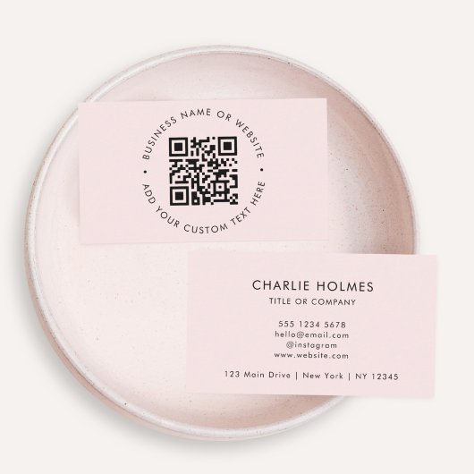 QR-Code | Modernes Minimalistisches Rosa Visitenkarte