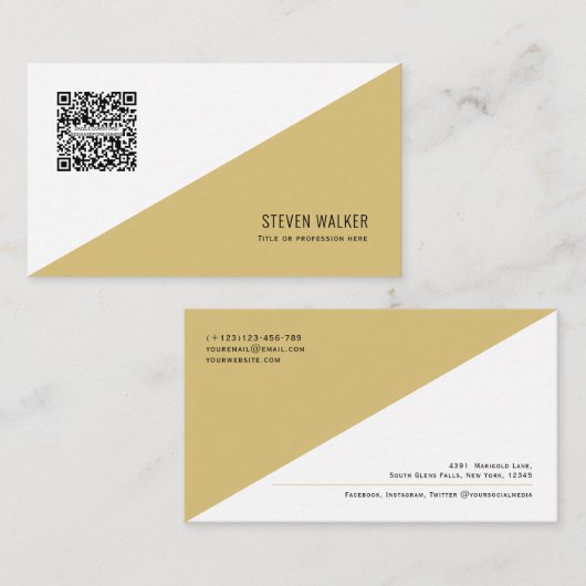 QR-Code Modernes, Minimalistisches, sauberes Beruf Visitenkarte (Vorne/Hinten)