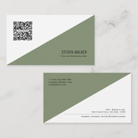 QR-Code Modernes, Minimalistisches, sauberes Beruf Visitenkarte (Vorne/Hinten)