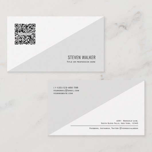 QR-Code Modernes, Minimalistisches, sauberes Beruf Visitenkarte (Vorne/Hinten)