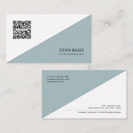 QR-Code Modernes, Minimalistisches, sauberes Beruf Visitenkarte (Vorne/Hinten)