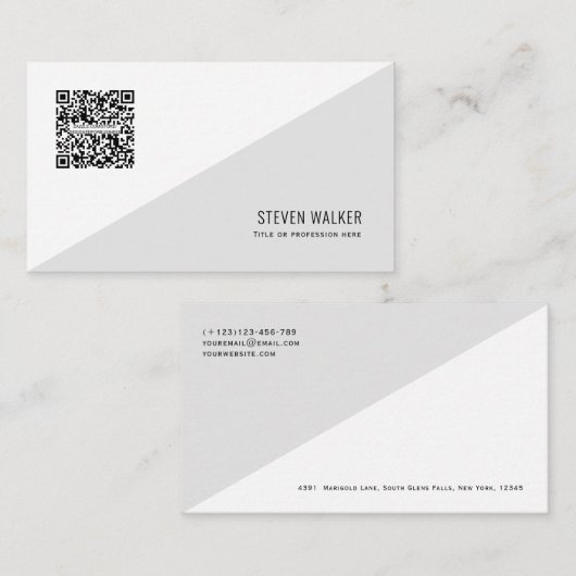 QR-Code Modernes, Minimalistisches, sauberes Beruf Visitenkarte (Vorne/Hinten)