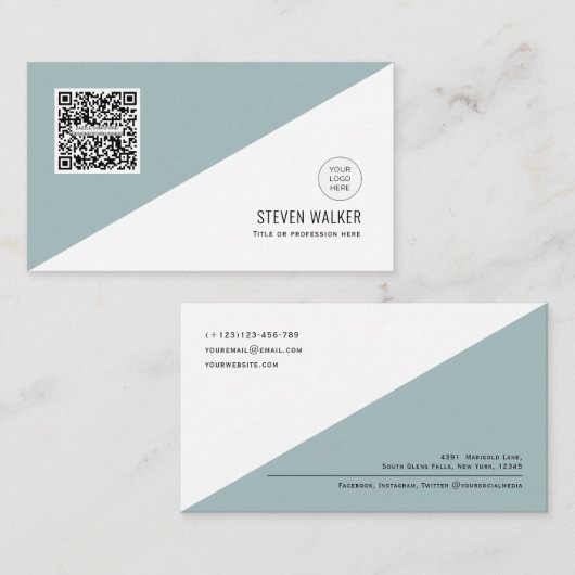 QR-Code Modernes, Minimalistisches, sauberes Unter Visitenkarte (Vorne/Hinten)