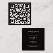 QR-Code Modernes, Minimalistisches Scannerschwarz Quadratische Visitenkarte (Vorne/Hinten)