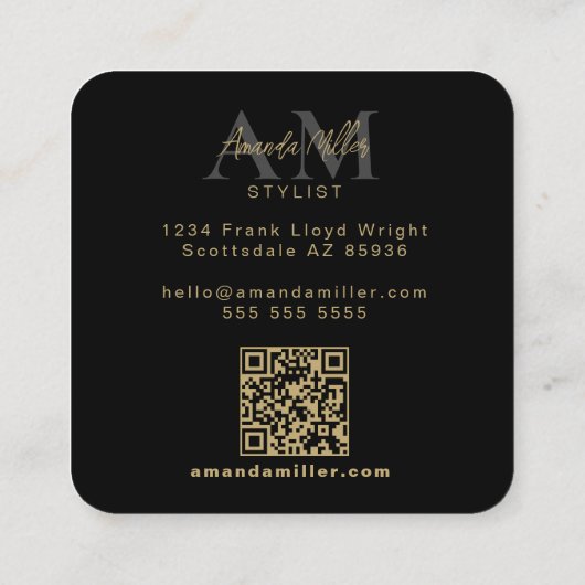 QR-Code Modernes, Minimalistisches, vertikales Mon Quadratische Visitenkarte (Rückseite)