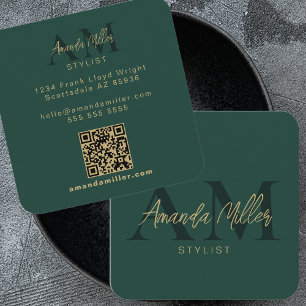 QR-Code Modernes, Minimalistisches, vertikales Mon Quadratische Visitenkarte