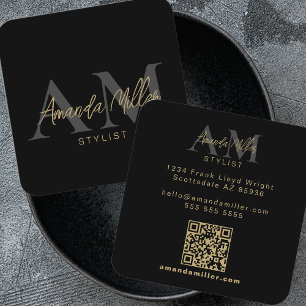 QR-Code Modernes, Minimalistisches, vertikales Mon Quadratische Visitenkarte