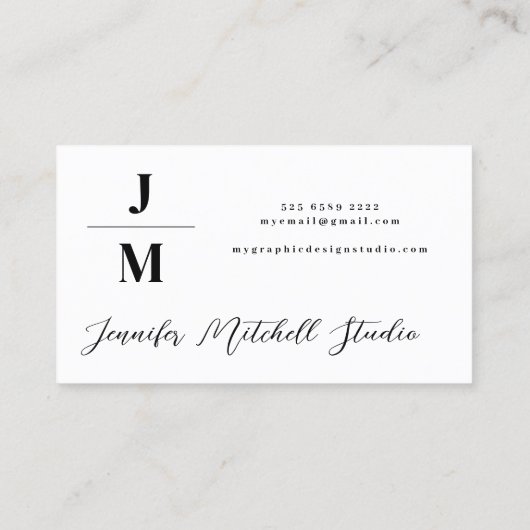 QR-Code Modernes Monogramm, einfach minimalistisch Visitenkarte (Rückseite)