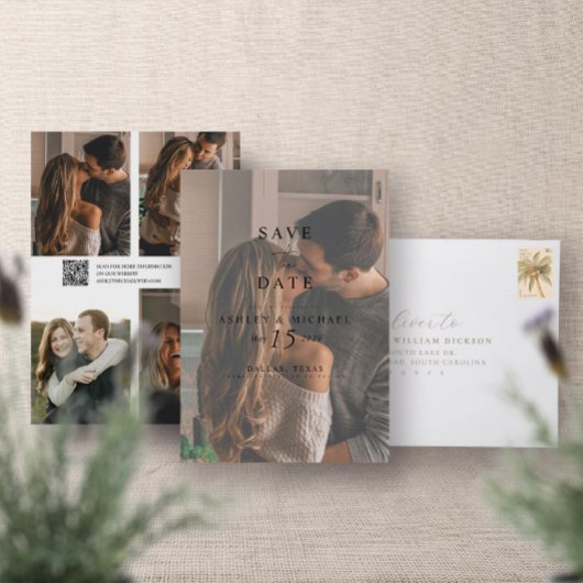 QR Code Modernes Overlay Elegant 5 Foto Typografie Save The Date