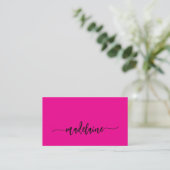 QR Code Modernes, rosa Schwarzes Elegant Visitenkarte (Stehend Vorderseite)