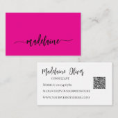 QR Code Modernes, rosa Schwarzes Elegant Visitenkarte (Vorne/Hinten)