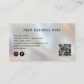 QR Code Modernes, scannbares Script Perlglas Visitenkarte (Rückseite)